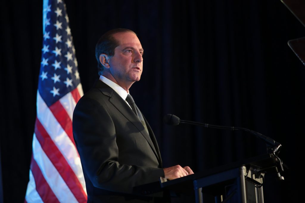 Former Secretary of Health and Human Services Alex Azar presents the 2019 Science and Environment Medal